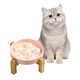Ptober Elevated Slow Feeder Cat Bowl - Maze Puzzle Cat Food Dish With Bamboo Stand Anti-Slip - Raised Base For Comfortable Eating - 6 Oz - Light Purple Flower