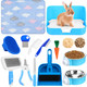 Reallnaive 15 Pcs Rabbit Starter Kit Small Rabbit Litter Box Girls Animal Grooming Kit Bunny Toys Bowl Blankets With Cleaning Set For Guinea Pig Accessories(Multicolor)
