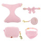 Rerevital Dog Harness Cute Dog Collar Harness With Bow Adjustable Leash Set For Puppies Breathable Pet Vest Medium Pink 1 Set