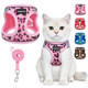 Scenereal Cat Harness & Leash Set Escape Proof - Adjustable Air Mesh Vest With Reflective Strips For Kittens Puppies Rabbits Khaki Leopard S