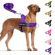 Slowton No Pull Dog Harness - Heavy Duty Dog Harness And Leash Set For Medium Large Dogs Reflective Tactical Harness With Soft Padded And Front Clip For Easy Walk And Training (Fuchsia L)