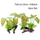 Smoothedo-Pets Aquarium Plant Fish Tank Decoration Small Plastic Artificial Plant Goldfish Fish Hide (Rainforest Leafs-Pink-Small-Set)
