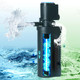 Tararium Aquarium Filter U-V For 20-75 Gallon 200Gph Fish Tank Filter W/ 5W U-V Light Green Clean Machine Submersible Powerful Pump Internal Filter For Turtle Tank Saltwater Freshwater Crystal Clear