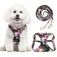 Tewiwap Small Dog Harness And Leash Set Adjustable Puppy Harnesses With Cute Bowtie Floral Pattern Lightweight Escape Proof Pet Vest Extra Small Size Dogs Cats Walking Parties Holiday Size Xxs
