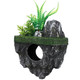 Toddmomy Floating Aquarium Decoration Realistic Resin Rock With Plants Fish Tank Ornament Fish Shelter Floating Island For Aquascaping 7.48X5.31X4.33In