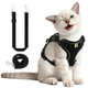 Uoiispet Kitten Cat Harness And Leash Set Escape Proof Soft 4-Adjustable Cat Walking Vest Harness Reflective Strips In Harness For Kitty Puppy Bunny Car Travel With Car Seatbelt Leash (Black S)