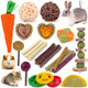 Vespro 52Pcs Rabbit Chew Sticks Guinea Pig Toys Natural Timothy Grass Molar Teeth Stick Mixing Flowers Roses Calendula And Forget Me Not Small Animals Treats