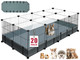 Viscoo 12 Panels Small Animal Playpen 48" X 24" X 16" Pet Playpen With Waterproof Mat C&C Cage For Guinea Pigs Puppy Play Pen Bunny Playpen Indoor Outdoor Portable Metal Wire Yard Fence