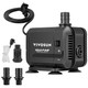 Vivosun 130Gph Submersible Pump(500L/H 6W) Ultra Quiet Water Pump With 2.6Ft High Lift Fountain Water Pump With 5Ft Power Cord 2 Nozzles For Fish Tank Pond Aquarium Statuary Hydroponics