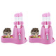 Wontee 3 In 1 Hamster Water Bottle Small Pet Automatic Water Dispenser With Food Container Base Hideout For Dwarf Hamster Mice Gerbils 2 Pack (Pink 125Ml)