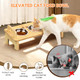 Woodever Bamboo Elevated Cat Bowls 3 Stainless Steel Raised Cat Bowl With Stand 15 Tilted Cat Feeding Station Cat Food And Water Bowl Set For Small Cats And Puppy Anti Vomitting Whisker Fatigue (Natural)