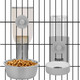 Yummy Sam Hanging Cage Automatic Small Pet Food Bowl Water Bottle Dispenser Detachable Auto Gravity 1.2L Self-Feeding Feeder And 0.52L Waterer Set Kennel Feeding Station For Puppy Cats Rabbit(Grey)