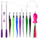 Zeyzoo Cat Toys For Indoor Cats 11Pcs Interactive Cat Toy Wand Pack 2 Retractable Cat Wand & 7Pcs Worm Teaser Refills Plush Fish Kitten Toys Cat Feather Fishing Pole Toy For Play Chase Exercise