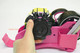 Enskatec Heat Tape Dispenser Sublimation with Compartment Slots Semi Automatic Multiple Roll Cut 1" & 3" Core Double Reel Cores Sublimation for Heat Transfer Tape Pink