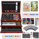 TMOL Art Supplies, 175-Pack Deluxe Art Set Drawing Painting Kit with 2 Drawing Pads, Acrylic Paints, Colored Pencils, Crayons, Art Kit in Wooden Case, Gift for Artist, Adults, Teens and Kids - Cherry