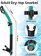 Freela Adult Dry Snorkel Set with Mirrored Lens Anti-Fog 180° Wide View Anti-Fog, Scuba Diving Mask with Nose Cover, Snorkeling Gear for Men Women - Green with Blue