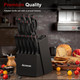 Knife Set Astercook 15 Pieces Knife Sets for Kitchen with Block Dishwasher Safe Kitchen Knife Set with Built in Sharpener Block German Stainless Steel Kitchen Utensils Set