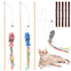 Plant Castle Natural Wood Cat Wand Toy With Ribbon Fish Teaser 3Pcs Indoor 16 Inch