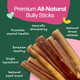 Willow&I Bully Sticks for Dogs - 6 Inch Bully Sticks for Medium Dogs and Small Dogs (6 Pack), Premium 100% Grass Fed Beef Pizzle Sticks for Dogs, Natural Dog Chews Long Lasting Healthy Dog Treats