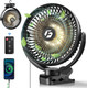Frizcol 12000Mah 8 Inch Portable Clip On Fan,Battery Operated Camping Fan With Lights And Remote, Usb Fan Small Desk Fan Personal