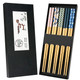 Ytzj Direct 5 Pairs Japanese Natural Bamboo Chopsticks With Unique Pattern Dishwasher Safe