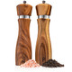 Gennua Kitchen Wooden Salt And Pepper Grinder Set: Refillable Salt and Pepper Mills 8 Inches Stainless Steel