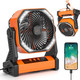 20000Mah Rechargeable Camping Fan With Led Lantern, 58Hrs Portable Battery Operated Desk Fan With Hanging Hook For Camping Picnic