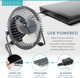 O2Cool 4 Inch Usb Powered Table  Desk Personal Fan  Grey