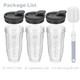 Oukelan Blender Cups For Ninja Blender Cups With Sip and Seal 24Oz 3 Pack