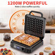 Novalife Waffle Maker Belgian Waffle Maker Dual Rectangular Thick Waffle Iron 7Level 1200W Stainless Steel