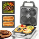 Sugarwhisk 2 In 1 Mini Waffle Maker With Removable Plates Panini Press 4 Inch White