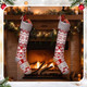 Vertintong Vintage Large Christmas Stockings Extra Long Knitted Red Grey White Winter 25.6 Inch 2 Pack