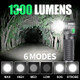 Cosmoing 1300 Lumens Rechargeable Magnetic Flashlight 6 Modes Led 90 Degree Flashlight