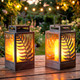 Walensee Solar Lights Outdoor With Flickering Flame Grey) Metal Solar Powered 2Pack Grey