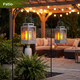 Walensee Solar Lights Outdoor With Flickering Flame Grey) Metal Solar Powered 2Pack Grey