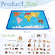 Adena Montessori World Map For Kids Educational Wooden Puzzles With 30 Animals and