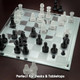 Chh AvantGarde Black Frosted Glass Chess Set With Mirror Board Black