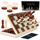 Kiapeak Chess Board Sets Magnetic Chess Set For Adults and Kids Checkers 15 Inch