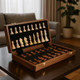 Luckywish 15'' Walnut Chess Set With Storage Board For Adults and Children