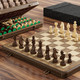 Puecrof Magnetic Wooden Chess Set Rubberwood Folding Chessboard With Brown DualSided Storage 15 Inch Brown