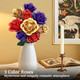 Qifun Rose Bouquet Flowers Building Set Red Purple Golden Roses Artificial Flowers 501Pcs Red