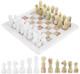 Radicaln Marble Chess Set 12'' Inches White And Green Onyx Handmade Luxury White
