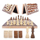 Tzymelew Magnetic Chess and Checkers Set 15 2In1 Wooden Foldable Board With