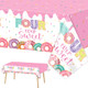 Zoiiwa Four Sweet Donut Birthday Party Tablecloths Decorations Girls Donut Themed Plastic 3 Pack Pink