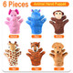 Xipegpa Hand Puppets Set Animal Plush Puppet Elephant Tiger Giraffe Monkey Lion 6 Pcs
