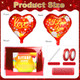 Xjyxqf I Love You Balloons Red Heart Foil Balloons For Valentine's Day 18 Inch 11Pcs