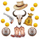 Zafete Western Cowboy Foil Balloons Cowboy Hat Boot Long Horn Cow Skull