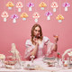 Zoiiwa Mushroom Honeycomb Balls Decorations Pink Fairy First Birthday Party Centerpieces For 9Pcs Pink