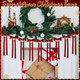 Vertintong Christmas Bells Garland With Burgundy Velvet Bow Vintage Christmas Decorations Hanging 5.9 Ft 10 Pcs