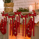 Vertintong Christmas Bells Garland With Burgundy Velvet Bow Vintage Christmas Decorations Hanging 5.9 Ft 10 Pcs